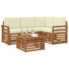 vidaXL Set vanjskih sofa 5 pcs Prirodna i krem Čvrsto drvo akacije