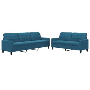 vidaXL 2-dijelni set sofa s jastucima plavi bar&scaron;unasti