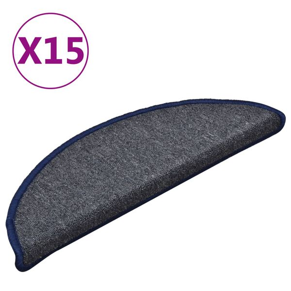 vidaXL Prostirke za stepenice 15 kom 56x17x3 cm tamno sive i plave poluokrugle