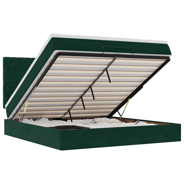 vidaXL Okvir kreveta s madracima tamnozeleni 200x200cm bar&scaron;unasti