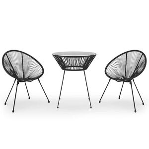 vidaXL 3-dijelni vanjski blagovaonski set od PVC ratana crni