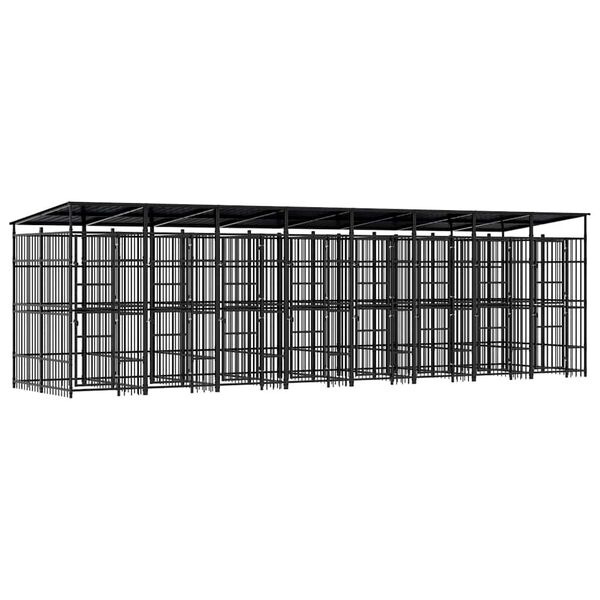 vidaXL Vanjski kavez za pse s krovom čelični 14,75 m&sup2;