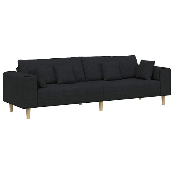 vidaXL Sofa s jastukom Crna 250 x 77 x 76 cm tkanina