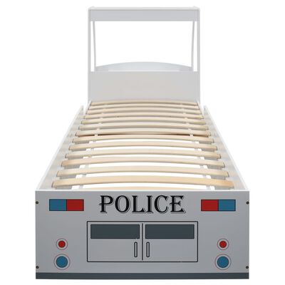 vidaXL Dječji krevet u obliku policijskog auta s madracem 90 x 200 cm