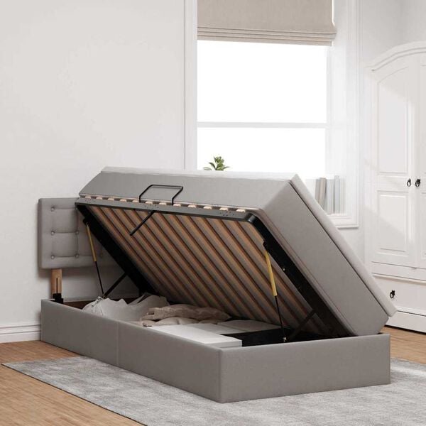 vidaXL Krevet s madracem i skladi&scaron;tem Sivo-smeđa 90 x 190 cm