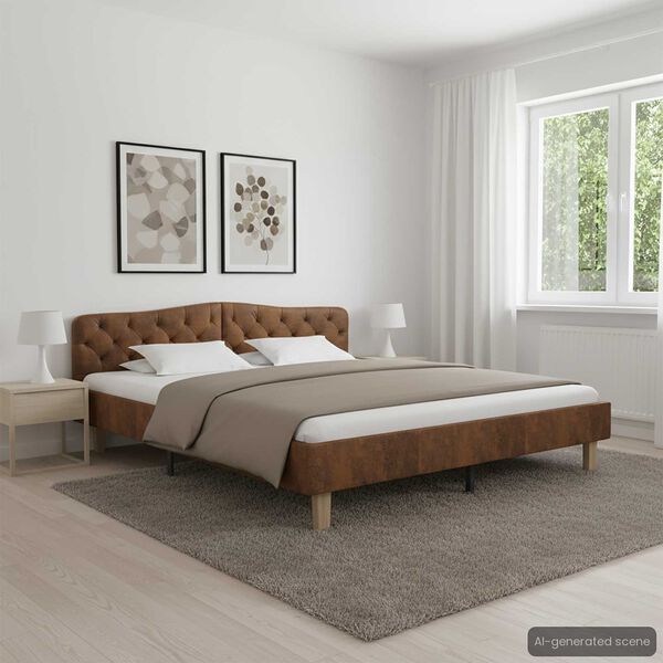 vidaXL Okvir za krevet od umjetne brušene kože smeđi 180 x 200 cm