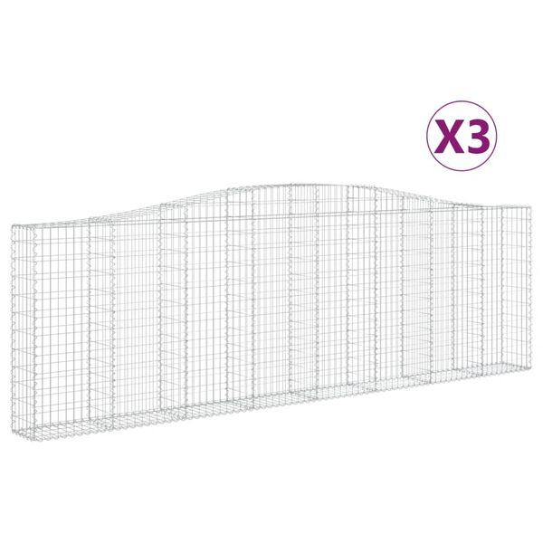 vidaXL Lučne gabionske ko&scaron;are 3 kom 400x30x120/140cm pocinčano željezo
