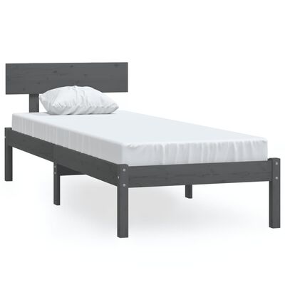 vidaXL Okvir za krevet od borovine sivi 90 x 190 cm jednokrevetni