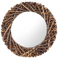 vidaXL Zidno ogledalo od tikovine 60 cm okruglo