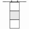 vidaXL Klizna vrata s priborom crna 76 x 205 cm kaljeno staklo