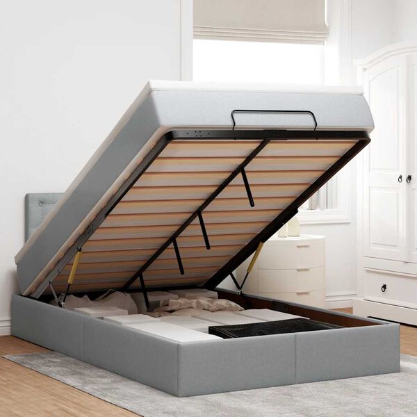 vidaXL Otomanski krevet s madracem svjetlosivi 120x190 cm tkanine