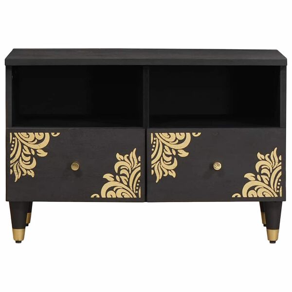 vidaXL TV ormar s ladicama Crna 70 x 33 x 46 cm Čvrsto drvo manga