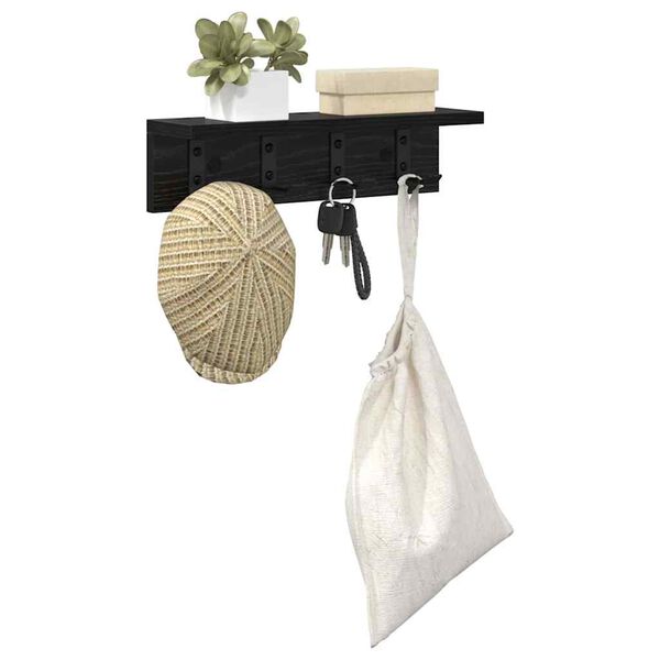 vidaXL Vje&scaron;alica za kapute na zidu Crni hrast 40 x 10,5 x 10,5 cm