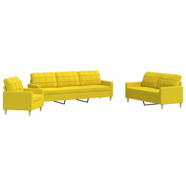 vidaXL 3-dijelni set sofa svjetložuti od tkanine