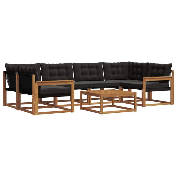 vidaXL Set vanjskih sofa s jastukom 7 pcs Prirodna i crna