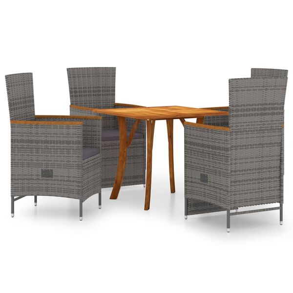 vidaXL 5-dijelni vrtni blagovaonski set sivi