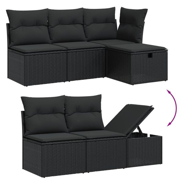 vidaXL 7-dijelni set vrtnih sofa od poliratana s jastucima crni