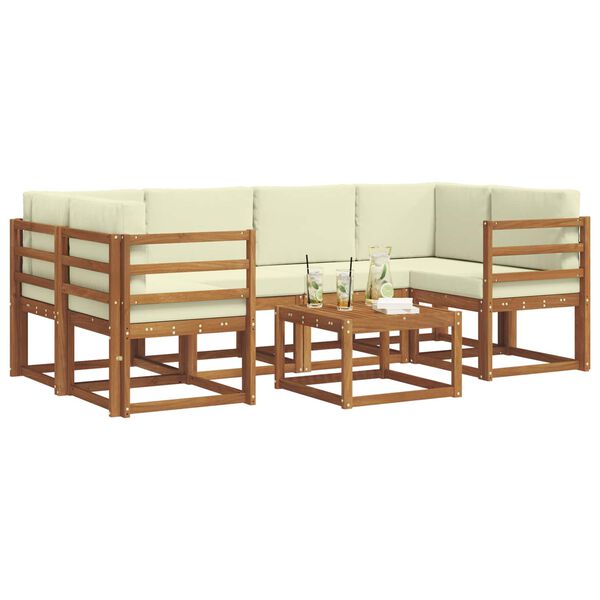 vidaXL Set vanjskih sofa s jastukom 7 pcs Prirodna i krem