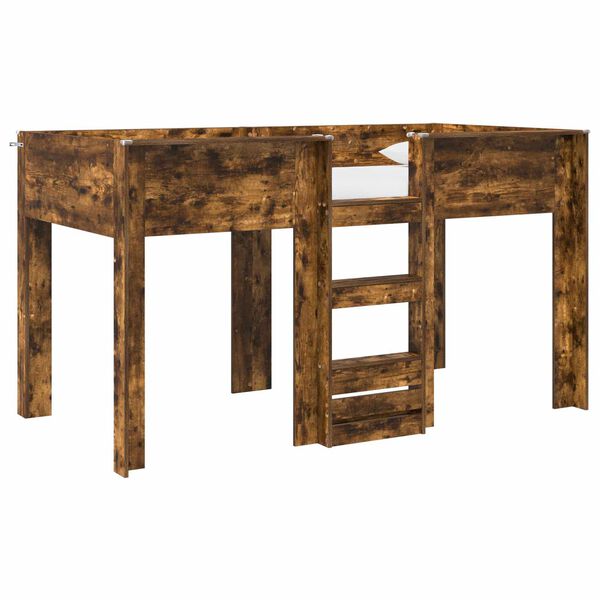 vidaXL Krevet na kat za djecu s madracem Dimljeni hrast 100 x 200 cm