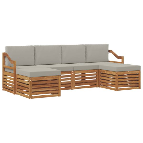 vidaXL Setovi sofa 6 pcs Prirodna i svijetlo siva Čvrsto drvo akacije