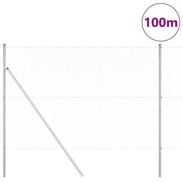 vidaXL Stup za ogradu Srebrno 100 x 1,6 m (mreza 25 mm) Čelik