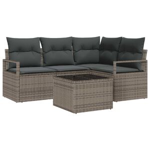 vidaXL Set sofe s jastukom s pohranom 5 pcs Svijetlo siva poliratan