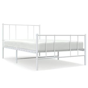 vidaXL Metalni okvir kreveta uzglavlje i podnožje bijeli 75x190 cm