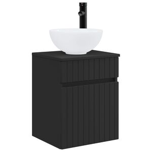 vidaXL Umivaonik s policom za zid Crna 39 x 35 x 63 cm