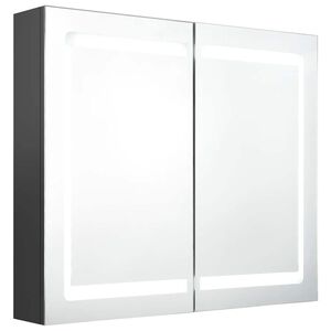 vidaXL LED kupaonski ormarić s ogledalom sivi 80 x 12 x 68 cm