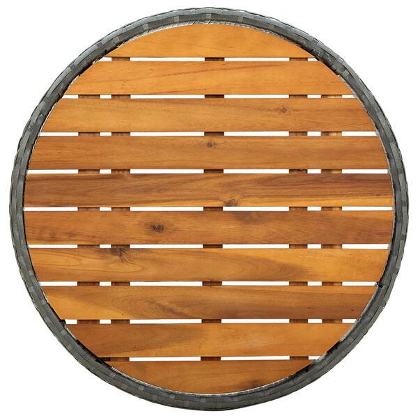 vidaXL Čajni stolić sivi 60 cm od poliratana i masivnog drva bagrema