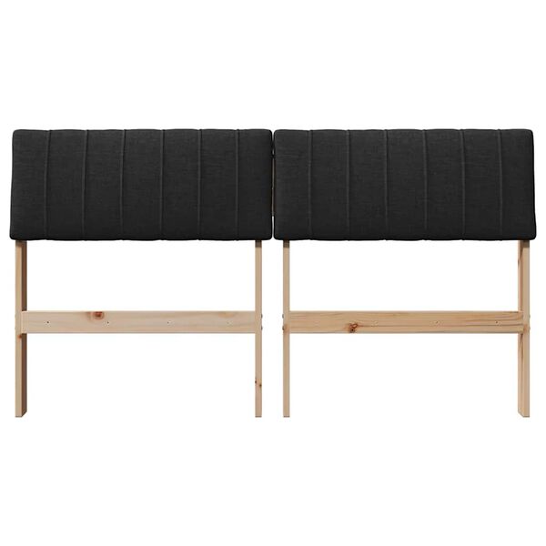 vidaXL Tapecirani uzglavlje Crna 140 cm Čvrsto borovo drvo