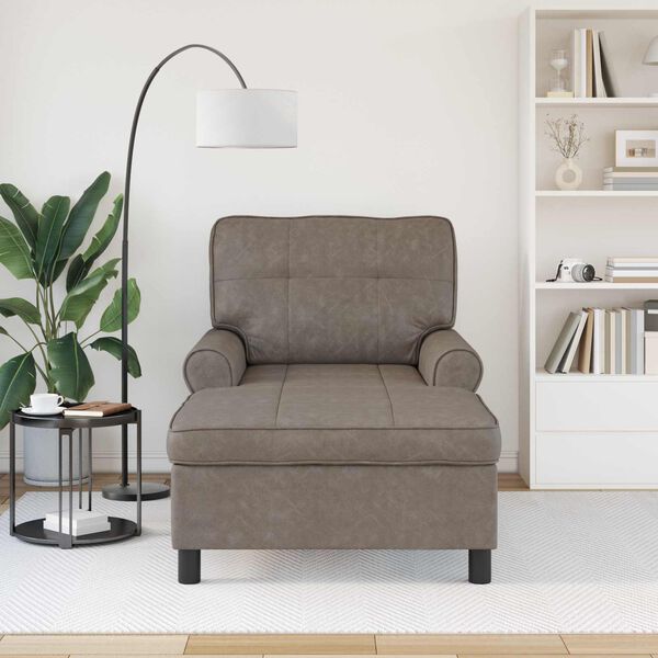 vidaXL Ležaljka s jastukom Siva 91 x 157 x 91 cm Lažna koža