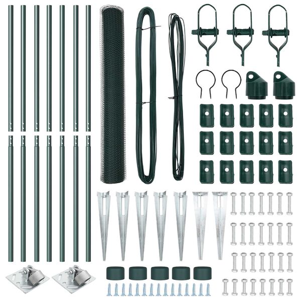 vidaXL Stup za ogradu Zelena 10 x 1,2 m (25 mm mreža) Čelik i PVC