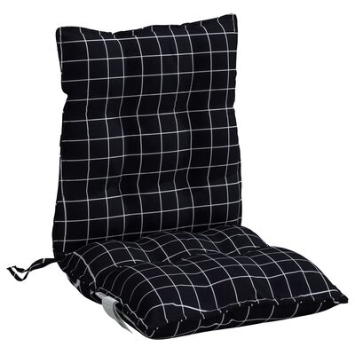 vidaXL Jastuci za stolicu niskog naslona 4 kom crni karirani tkanina