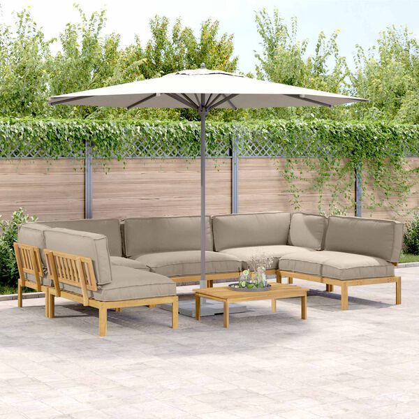 vidaXL Set sofe s jastukom 6 pcs Sivo-smeđa Čvrsto drvo akacije