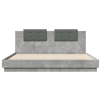 vidaXL Okvir kreveta s uzglavljem LED siva boja betona 160 x 200 cm