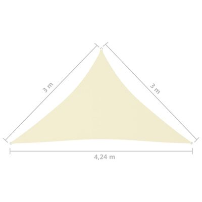 vidaXL Jedro protiv sunca od tkanine Oxford trokutasto 3x3x4,24 m krem