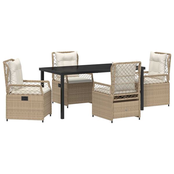 vidaXL Vrtni set za objed 5 pcs Bež i krem bijela poliratan