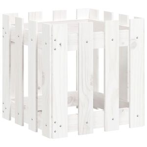 vidaXL Vrtna sadilica s izgledom ograde bijela 40x40x40 cm od borovine