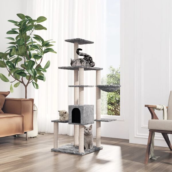 vidaXL Penjalica za mačke sa stupovima za grebanje svjetlosiva 142 cm