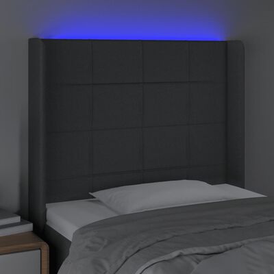 vidaXL LED uzglavlje tamnosivo 93 x 16 x 118/128 cm od tkanine