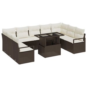 vidaXL Sjedeća garnitura za vrt s pohranom 10 pcs Smeđa Poli ratan