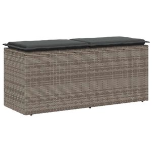 vidaXL Vrtna klupa s jastukom siva 110x40x44 cm poliratan