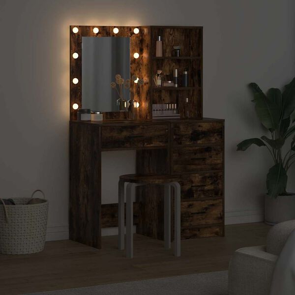 vidaXL Toaletni stol 2 pcs Smeđa 50 x 41 x 135 cm Konstruirano drvo