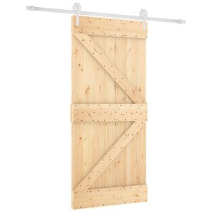 vidaXL Klizna vrata 95 x 210 cm Čvrsta borovina (neobrađena)