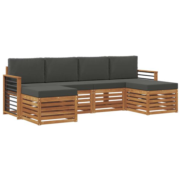 vidaXL Setovi sofa 6 pcs Prirodna i antracit Čvrsto drvo akacije
