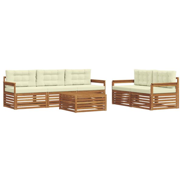 vidaXL Set vanjskih sofa s jastukom 6 pcs Prirodna i krem