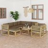 vidaXL 10-dijelna vrtna garnitura od impregnirane borovine s jastucima