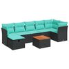 vidaXL 8-dijelni set vrtnih sofa od poliratana s jastucima crni