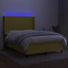 vidaXL Krevet box spring s madracem LED zeleni 140x190 cm od tkanine